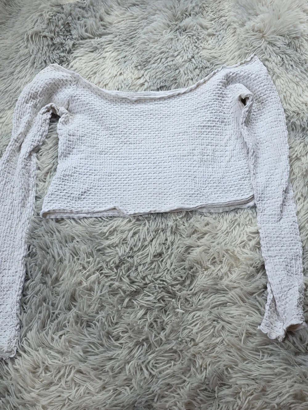 Free People Off-Shoulder Cropped Knit Top in Soft White